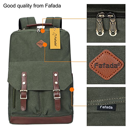 Fafada Rucksack Herren Damen Canvas Retro Schulrucksack Lässige Daypack 15 Zoll Laptop Rucksack Causal Backpack - 3