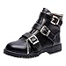 Produktbild Martin Stiefel Damen,Elecenty Frauen Stiefeletten Schnallen Kurzschaft Kurze Mode Boots Flache Flandell Schuhe Winterschuhe Lederstiefel Runder Zeh Damenstiefel