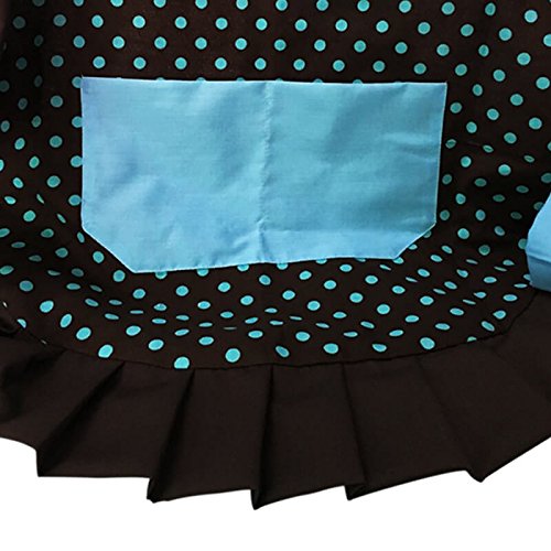 G2Plus Schön Frau Schürze Baumwolle Blumenmuster Küchenschürze Modische Apron mit Taschen zum Kochen oder Backen (Braun) - 4