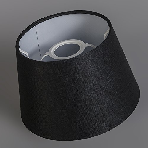 QAZQA Leinen Lampenschirm 25cm rund DS E27 leinen schwarz , Rund konisch Schirm Pendelleuchte, Schirm Stehleuchte, - 4