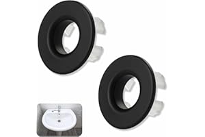 YOWFOND 2X Anneaux de trop-Plein Noir Mat en Cuivre pour Évier de Salle de Bain et Cuisine, Accessoires pour Évier avec Trop-Plein