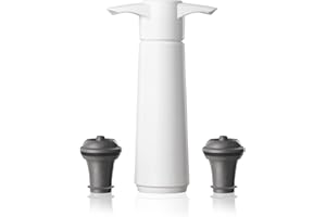 ‎VACU VIN Vacu Vin Original Weinpumpe Weiß mit 2 Vakuumstopfen – Weißes Wein Konservierer-Set – Handpumpe zur Luftentfernung – Luftdichte Versiegelung – Für Rot- und Weißwein – Bis zu 10 Tage Frische