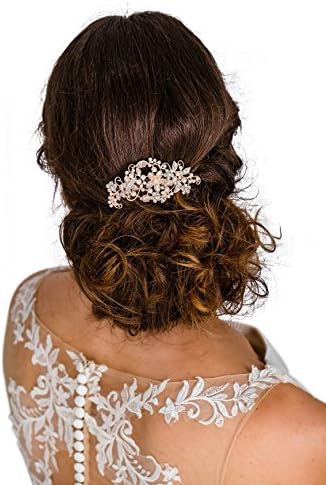 Rose Gold Bridal Hair Comb Slide Clip Wedding Hair Accessories (Ava)