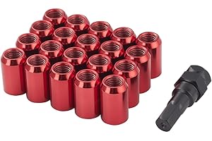 XRMXF 20 Stück Kegel 60° Schmal Sechskantschlüssel Stahl Lug Nuts M12 x 1,5 Radmuttern (Rot)