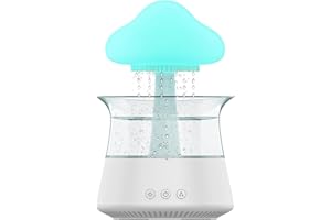 COKEEY Snuggling Rain Cloud Humidifier,Rain Cloud Humidifier for Bedroom with Night Light,Diffuser Aromatherapy Essential Oil Diffuser Micro Desk Fountain Water Drop Sound (White)