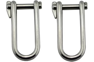 JT-HLM 2PCS Stainless steel M5/M6 D Ring Screw Shackles with Pins Heavy Duty Shackles Key Pin Shackle Wide D-Shackle For Marine Mounting, Camping, Sports Accessories ﻿