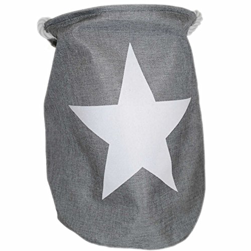 LS Design Wäschesammler Wäschetruhe Wäschesack Wäschekorb Star Sterne Grau - 2