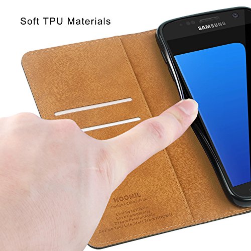 HOOMIL Funda Samsung Galaxy S7  Cuero Premium Fundas para Samsung S7 2016 Carcasa Case  H3011  Negro 