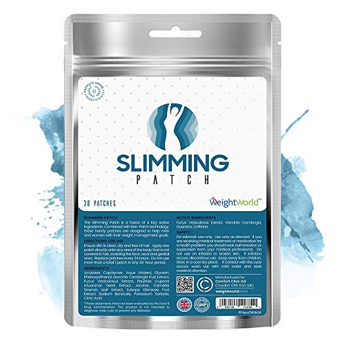 PATCHS MINCEUR - 30 Patchs Amincissants Corps - Ventre, Cuisses, Bras - Extraits Naturels de Fucus, Garcinia Cambogia, Guarana - Perte de poids - Action 24h - 30 Jours - WeightWorld