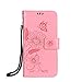Produktbild iphone 8 handy hülle lederhülle,Apple iPhone 7 / iPhone 8 Leder Wallet Tasche Brieftasche Schutzhülle , Fanryn Butterfly Blume geprägt Muster Design Hochwertige PU Leder Folio Tasche Case Hülle im Bookstyle mit Standfunktion Kredit Kartenfächer (Rosa)