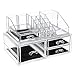 Produktbild SONGMICS Sehr groß Kosmetik Organizer Make up Aufbewahrung aus Acryl besteht aus 2 Teilen mit 4 Schubladen 32 x 20,5 x 20 cm (B x H x T) Transparent