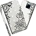 Produktbild COTDINFOR Huawei Mate 20 Pro Hülle 3D-Effekt Painted cool Schutzhülle PU Leder Flip Bookcase Handy Tasche Schale mit Magnet Standfunktion Etui für Huawei Mate 20 Pro Diagonal Black Flowers YX.