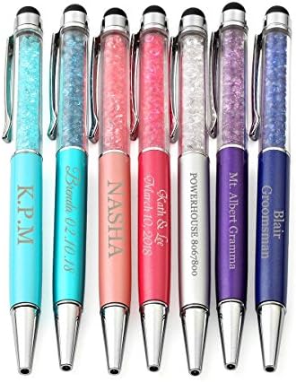 Pack of 20 Personalised 2 in 1 Gift Ballpoint Pens, Slim Capacitive Stylus & Black Ink Pens for iPhone 7, iPad, Tablets and other Touch Screens Device, Engraved FREE by OnePlace Gifts (Fuchsia)