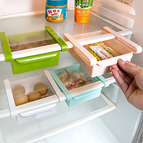 Bluelover Plastic Küche Kühlschrank Kühlschrank Gefrierschrank Storage Rack Shelf Halter Küchenorganisation Grün - 2