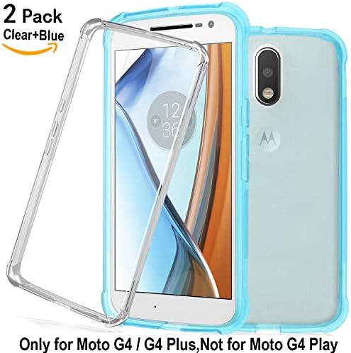 Shalwinn [2 PACK] Plastic Moto G4 Case, Moto G4 Plus Case, [Lightweight] [Anti Scratch] Premium TPU Case for Motorola Moto G 4th Generation / Moto G4 Plus 4th Generation (Crystal Blue+Crystal Clear)