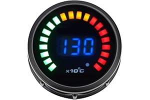 AKOZON Kit de pirómetro de calibre EGT de temperatura de gases de escape 12V 20LED, medidor de indicador de temperatura de temperatura