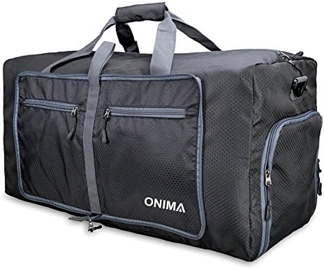 65L Large Capacity Duffle Bag 0.8lb Lightweight Foldable Travel Duffle Bag/Water and Tear Resistant (Black)