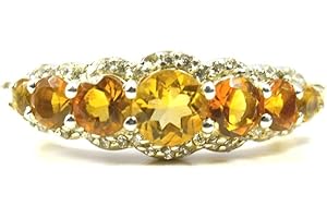 CaratYogi Mixte 0.925 Argent sterling Ronde Jaune citrine naturelle 49-69