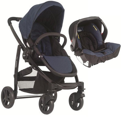 Graco Evo 2in1 Travel System - Navy Complete With SnugSafe Carseat, Footmuff And Raincover