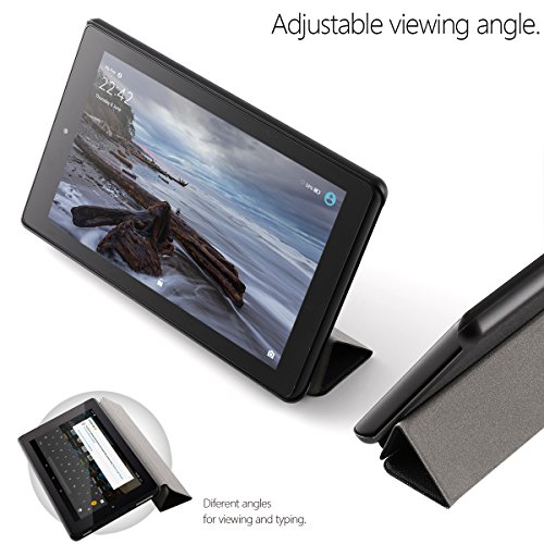 Poetic Slimline Fire HD 8 (2017) Schlank Passen Tri-fold Cover Folio Steh hülle mit Automatische Schlaf / Wach-Funktion für Amazon Fire HD 8 (2017) Schwarz - 4