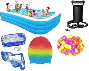 Pelo 10 feet Swimming Pool Inflatable Bath Tubs for Adults Spa Swimming Bath Tub with Free Swimming Accessories for Kids Family (with Air Pump)