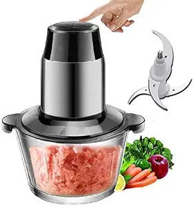 JENY Electric Meat Grinders with Bowl 300W Heavy for Kitchen Food Chopper Meat Vegetables Onion Garlic Slicer Dicer Fruit Nuts Blender 4 Detachable Stainless Steel Blades Fast Slow 2 Speeds