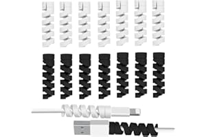 YAPKOLV 14 Stück Kabelschoner Kabel Schutz Ladegerät für Typ-C-Ladegerät Blitzladegerät Alle Handys Ladekabel Mauskabel USB-Kabel (Schwarz + Weiß)
