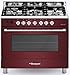 Produktbild Bompani BO 689 MA/N ROT Gas Elektro Standherd 90cm/ Range Cooker/Gasherd/ 114L / Herd mit Gas Kochfeld/ 3,8 Kw WOK-Brenner/Elektro Backofen mit 7 Funktionen/Erdgas/ Flüssiggas/Made in Italy/