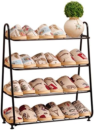 Iron shoe rack, multi-storey storage shoe cabinet, simple modern economic dust cover, simple dormitory shoe rack ( Color : Black )