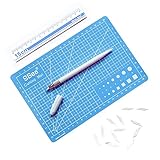 9Sea A5 Cutting Mat Set Mat y regla de corte y cuchillo de talla (Rosa)