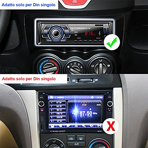 ieGeek MP3 Autoradio Bluetooth, USB con ricevitore audio/lettore MP3/radio FM da controllo Samsung/Huawei/iPhone, vivavoce USB/SD/AUX e microfono incorporato