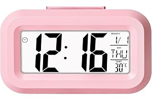 HOAQPPOY Stitch Sveglia Digitale da Comodino Bambini, Stitch Bambina, Sveglia Intelligente Bambina con Temperatura Data Snooze, Lilo e Stitch, Stitch Gadget, Sveglia Digitale per Bambini(rosa)