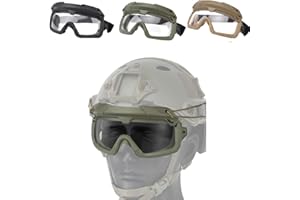 WLXW Casque Airsoft Fast avec Lunettes de Sécurité de Type Split 3D Et Masque Tactique, Deux Modes d'usure (Tête Et Casque), Adapté Au Paintball BB Gun Outdoor CS Games