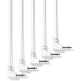 ExcelValley - 5-Pack - Rechtwinkliger Mono Modular Patchkabel - 3,5mm 1/8" Eurorack Synthesizer [Weiß | 15 cm - 5,91"]