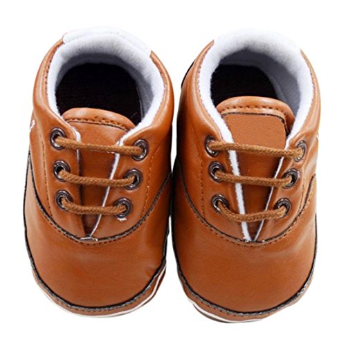 Etosell Unisex Toddler Leather Pram Crib Shoes Lace Up Soft Sole Anti-slip Sneaker 0-18M (12/6-12 Months, Coffee)