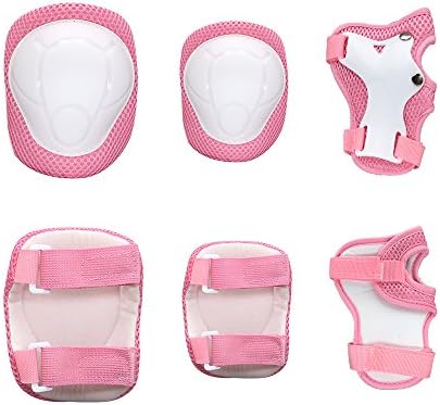 Fontic Kids Children Outdoor Sports Protective Gear Elbow Pads Knee Pads Armguard Wrist Pads Guards Protective Gear Sets for Inline Roller Skating Biking Cycling Scooter Skateboard BMX Mountain Bike Rollerblade Extreme Sports (S, Pink)
