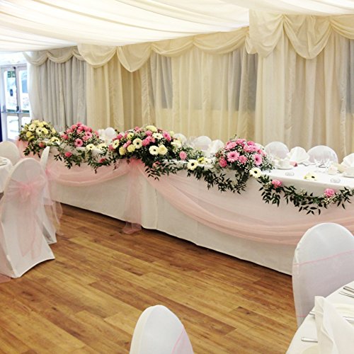 BITFLY 10 m x 1,35 m Organza Swag DIY Stoff Hochzeit Top Table Event Party Decor Treppe Schleife Querbehang Tisch Rock 30 Farbe – Hell-Pink - 5