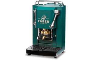 FABER COFFEE MACHINES | Modèle Pro Mini Deluxe | Machine à café à dosettes ese 44mm | Finition Chrome | Pressacialda en laiton (British Green)