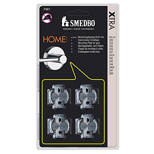 Smedbo Montageplatten "Xtra für Home Serie 4 Stück, silber, 4-tlg.