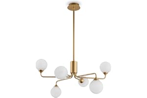 ‎MAYTONI DECORATIVE LIGHTING Maytoni Moderne Kronleuchter Alexis 6 xG9 excl. Mattgold aus Glas, Metall Energieeffizient 40W für Küche, Schlafzimmer, Wohnzimmer, Esszimmer, Lobby