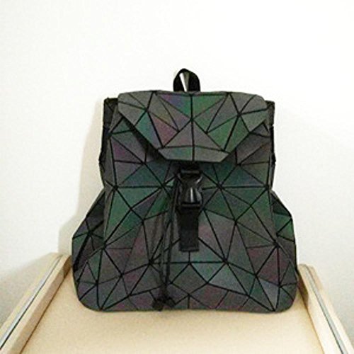Preisvergleich Produktbild Aoligei Geometrische Muster Raute Doppel Schulter Rucksack Pu Leuchtende Reflektierende Schulranzen