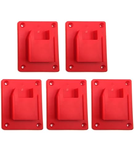 10 Supports Pour Batteries Milwaukee M18 18V - Rouge ABS, Fixation Vis Ou Ceinture - Pour Atelier, Camionnette, Organisation