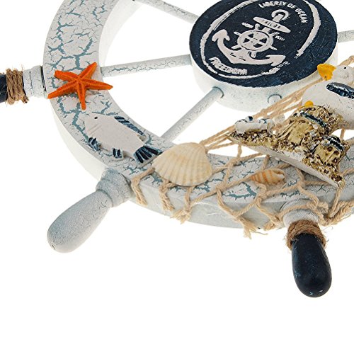 WINOMO Nautische Marine Wand Dekor Holz Schiff Lenkrad Seevögel Stil - 3