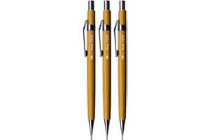 Pentel 0.9mm (P209) Yellow P200 Series Automatic Mechanical Draughting Pencil Refillable Lead Eraser P209-G (Pack Of 3)