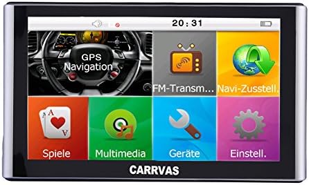 Carrvas 7 Inch Europe Traffic GPS Device with Free Lifetime Map Updates for Europe for Truck Lorry Van Vehicle Taxi Traffic Lane Assistance Voice Guidance Flash Warning 8GB