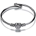 VQYSKO Charm Armband - Edelstahl Armband Mit Graviertem Herz & Initial