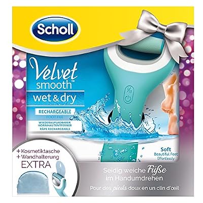 Scholl Scholl Velvet Smooth électronique pour callosités Wet et Dry avec trousse Plus Support mural, 1 pièce