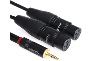 NANYI Câble séparateur XLR, câble de microphone Câbles de raccordement XLR à XLR 3 broches mâle à double câble adaptateur femelle Y en Y Câble de raccordement DMX câble, (0.5 mètres / 1.6 pieds)