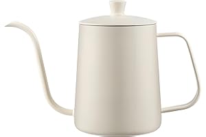 TAXUALLY Cafetera de Acero Inoxidable de 250 ml, Cafetera de Cuello de Cisne Larga, Hervidor de Agua con Tapa 6mm Cafetera Hervidores para Cocina, Doméstica, Cafetería (250ML-Blanco)