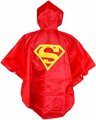 Superman Red Rain Poncho Cape For Kids Superhero - Boys Superheroes Raincoat Costume rainponcho One Size Super-Man Children Ponchos 3 To About 7 Years - King mungo - KMSP006